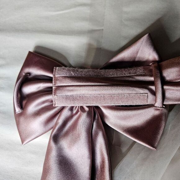 David's Bridal White Layered Tulle Back Bow Flower Girl Communion Party Dress - Picture 7 of 12